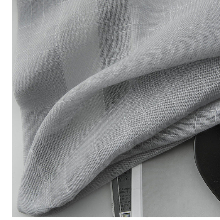 KTX-532691 Japanese Linen Semi-Sheer Half Shade Curtain for Balcony and Living Room, Available in Multiple Colors