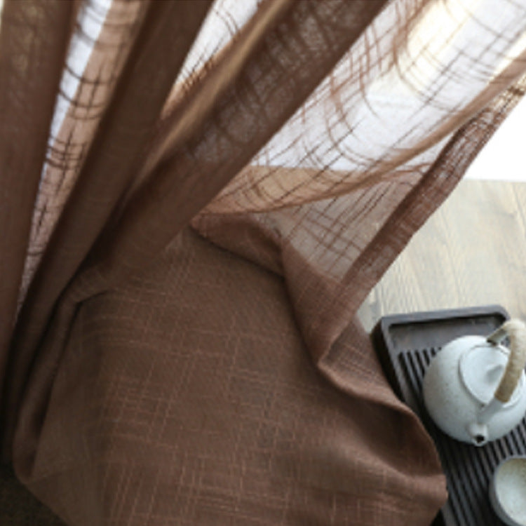KTX-532691 Japanese Linen Semi-Sheer Half Shade Curtain for Balcony and Living Room, Available in Multiple Colors