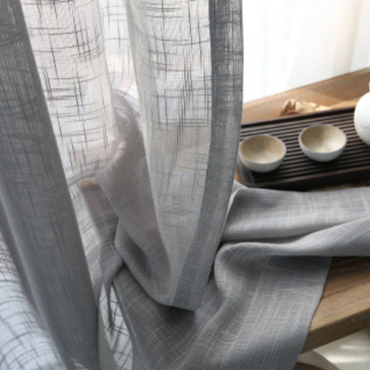 KTX-532691 Japanese Linen Semi-Sheer Half Shade Curtain for Balcony and Living Room, Available in Multiple Colors