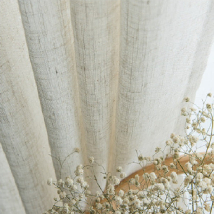 KTX-532691 Japanese Linen Semi-Sheer Half Shade Curtain for Balcony and Living Room, Available in Multiple Colors