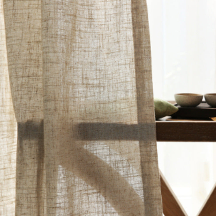 KTX-532691 Japanese Linen Semi-Sheer Half Shade Curtain for Balcony and Living Room, Available in Multiple Colors