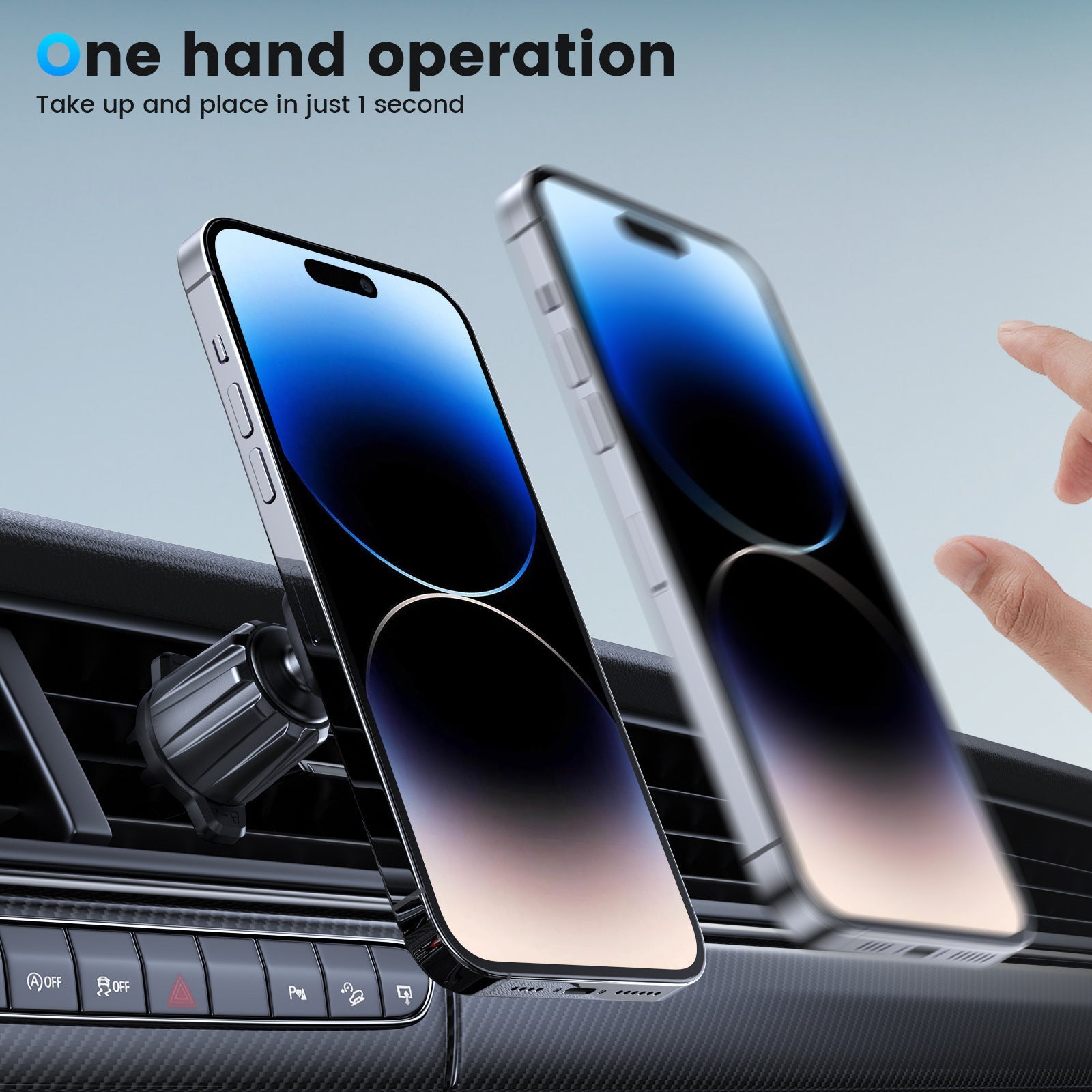 KTX-533203 Universal Car Air Vent Mobile Phone Holder - Snap-On Rechargeable Design