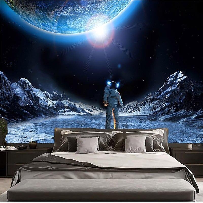 KTX-533843 Lonely Astronaut Polyester Fiber Tapestry - Multifunctional Wall Art & Blanket