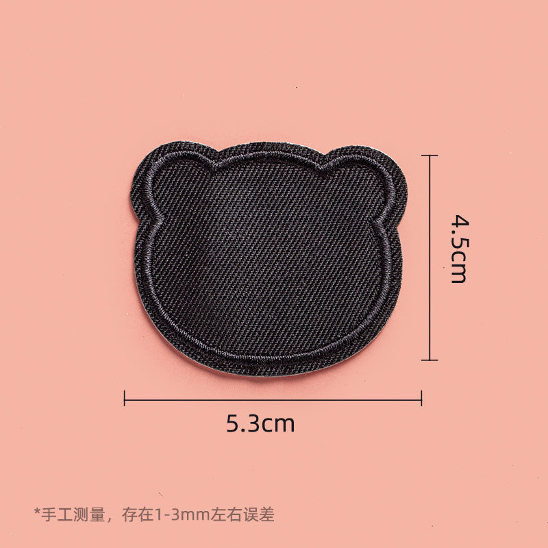 KTX-533971 Self-Adhesive Black Embroidery Patch for Clothing Repair - 6 Stickers Set