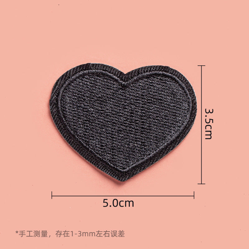 KTX-533971 Self-Adhesive Black Embroidery Patch for Clothing Repair - 6 Stickers Set