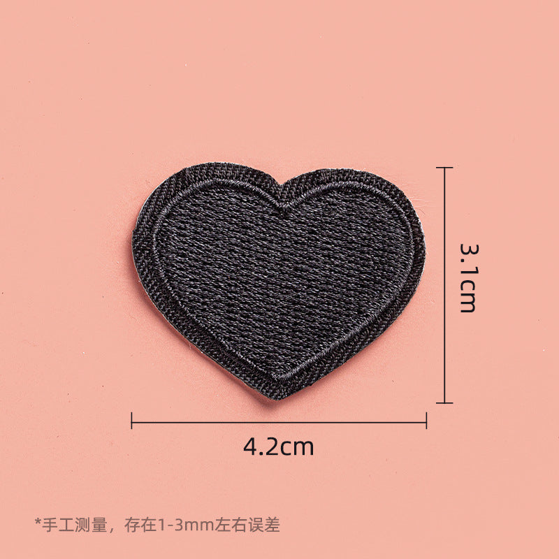 KTX-533971 Self-Adhesive Black Embroidery Patch for Clothing Repair - 6 Stickers Set