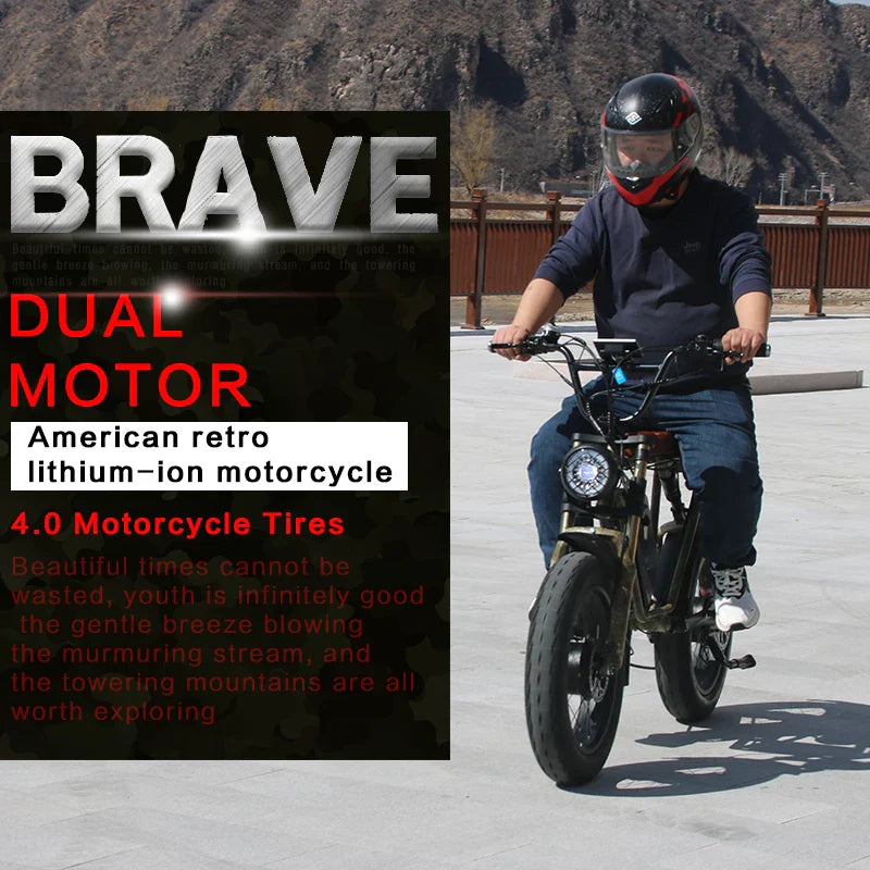 KTX-534611 Electric Mountain Fat Bike with 1500W Motor and 26Ah Lithium Battery, 20-Inch Wheels, 7-Speed Gear System