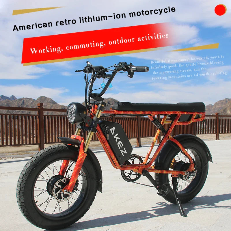 KTX-534611 Electric Mountain Fat Bike with 1500W Motor and 26Ah Lithium Battery, 20-Inch Wheels, 7-Speed Gear System