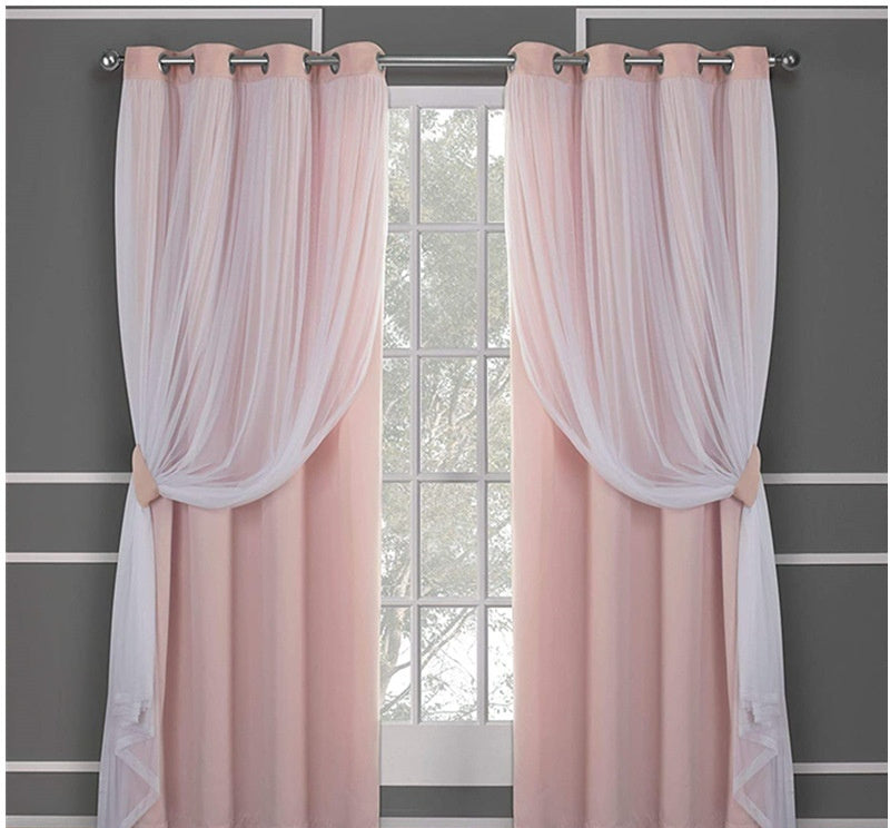 KTX-534995 Lace Double Layer Window Curtains in Dark Blue, Water Blue, Light Blue, and More – Various Sizes Available