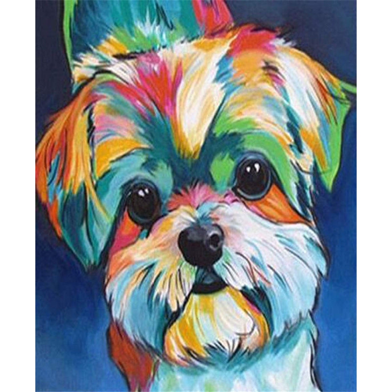 KTX-535123 DIY Painting by Numbers Kit - Cute Shih Tzu Design, 40x50 cm Linen Canvas with Brushes and Paints
