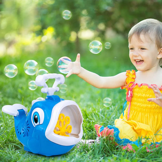 KTX-535123 Electric Cartoon Whale Bubble Maker with Music for Outdoor Kids Activities