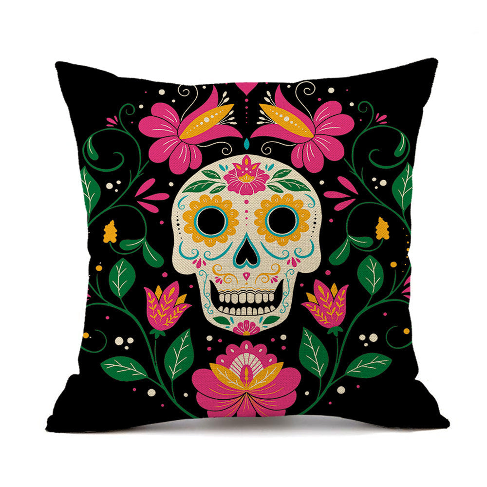 KTX-535123 Halloween Horror Theme Printed Pillowcase in Linen – Modern 45x45cm Cushion Cover