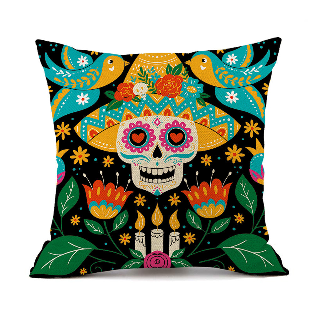KTX-535123 Halloween Horror Theme Printed Pillowcase in Linen – Modern 45x45cm Cushion Cover