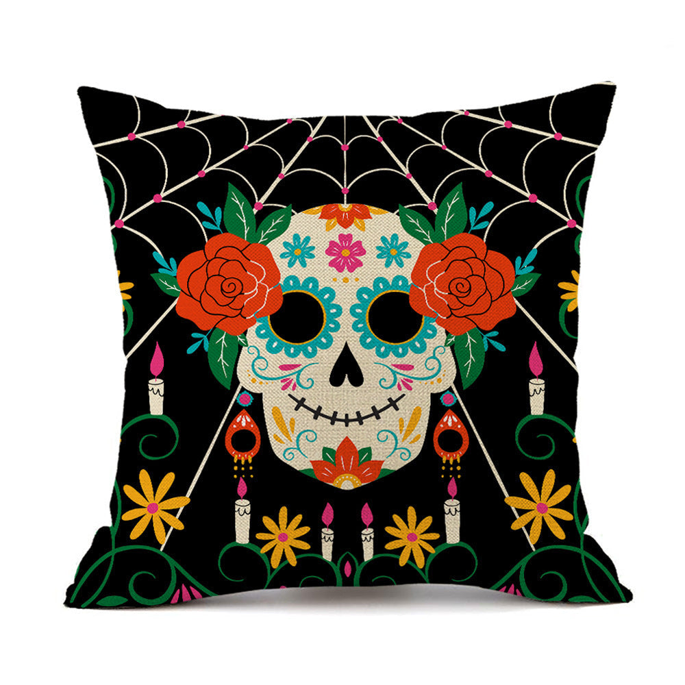 KTX-535123 Halloween Horror Theme Printed Pillowcase in Linen – Modern 45x45cm Cushion Cover