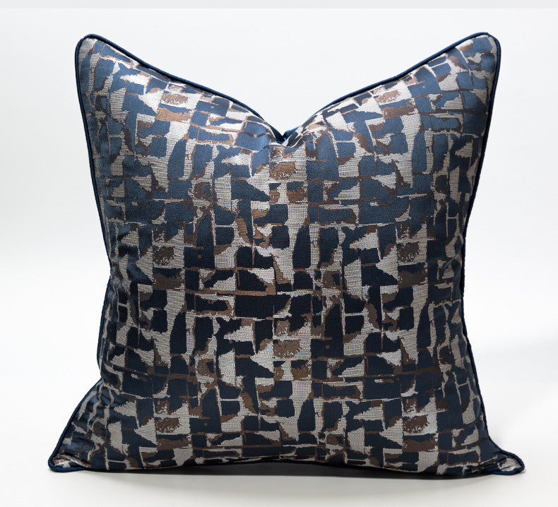 KTX-535251 Modern Minimalist Plaid Pillow Cases in Dark Blue - Available in Various Sizes