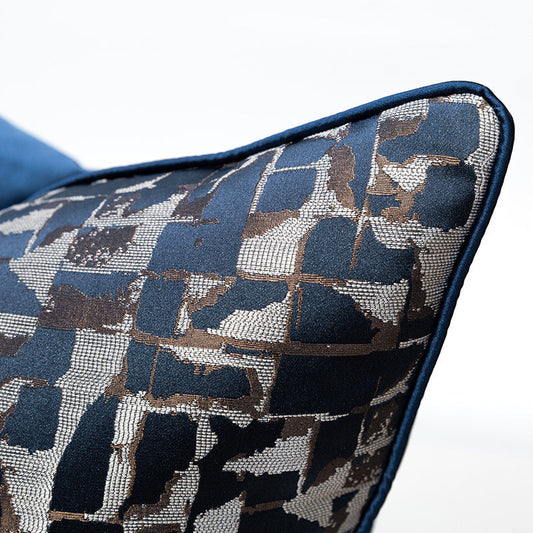 KTX-535251 Modern Minimalist Plaid Pillow Cases in Dark Blue - Available in Various Sizes