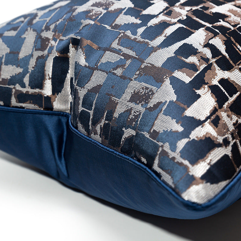 KTX-535251 Modern Minimalist Plaid Pillow Cases in Dark Blue - Available in Various Sizes