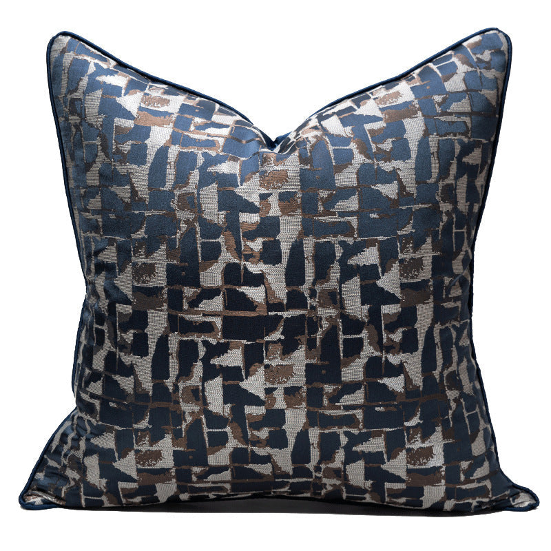 KTX-535251 Modern Minimalist Plaid Pillow Cases in Dark Blue - Available in Various Sizes