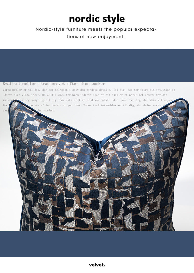 KTX-535251 Modern Minimalist Plaid Pillow Cases in Dark Blue - Available in Various Sizes