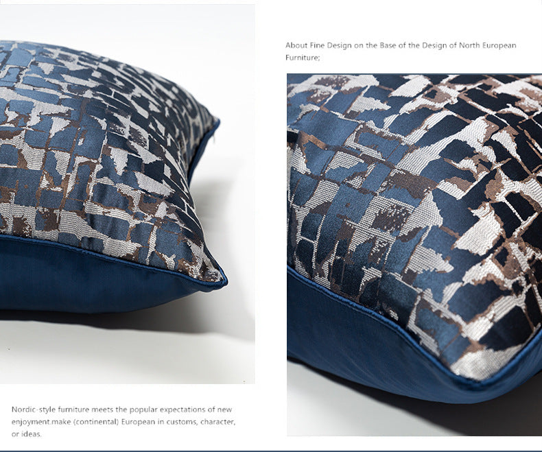 KTX-535251 Modern Minimalist Plaid Pillow Cases in Dark Blue - Available in Various Sizes