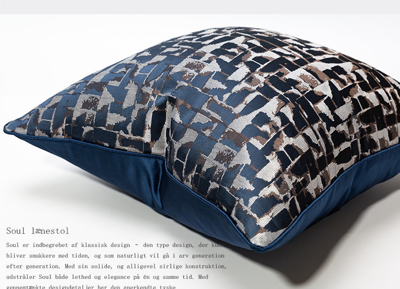 KTX-535251 Modern Minimalist Plaid Pillow Cases in Dark Blue - Available in Various Sizes