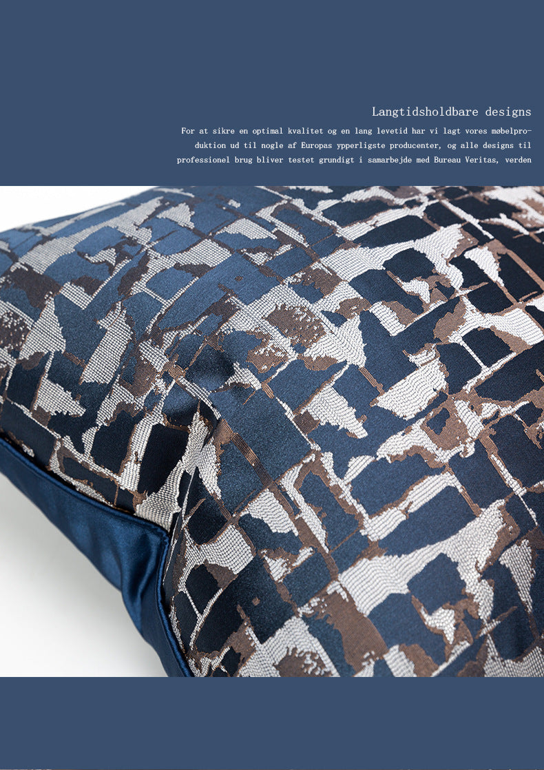 KTX-535251 Modern Minimalist Plaid Pillow Cases in Dark Blue - Available in Various Sizes