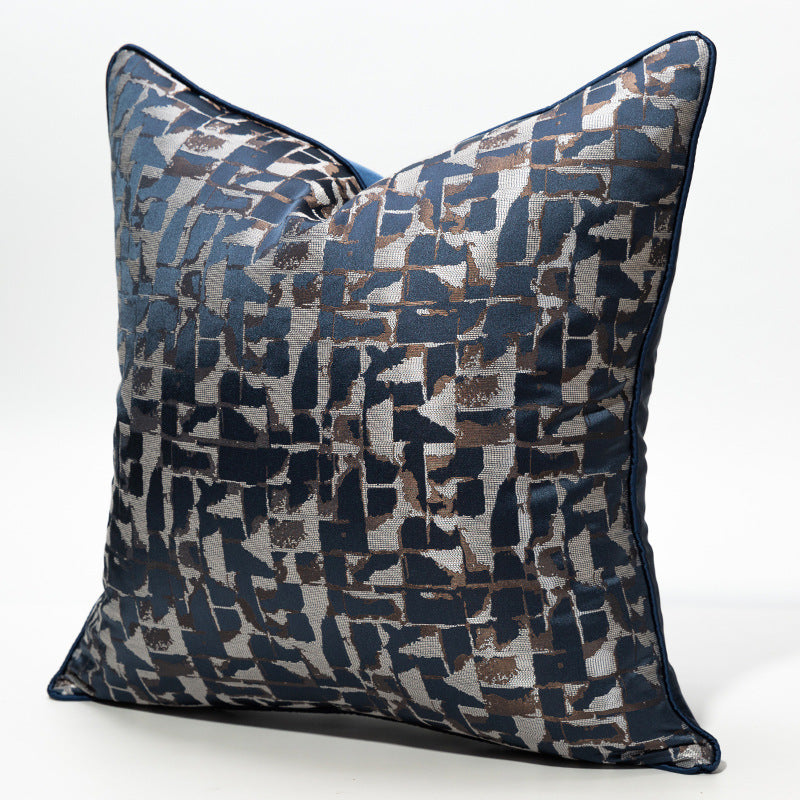 KTX-535251 Modern Minimalist Plaid Pillow Cases in Dark Blue - Available in Various Sizes