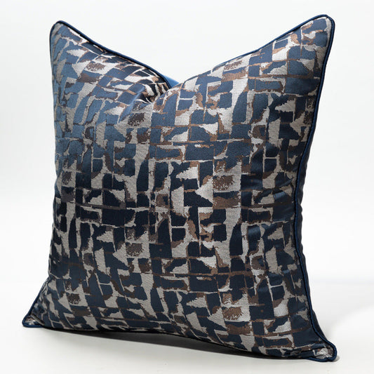 KTX-535251 Modern Minimalist Plaid Pillow Cases in Dark Blue - Available in Various Sizes