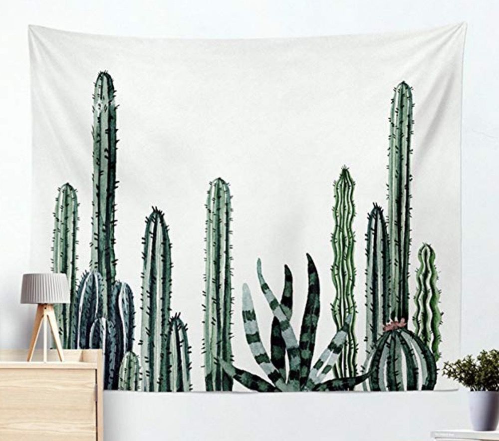KTX-536147 Cactus Design Polyester Tapestry for Decorative Backgrounds
