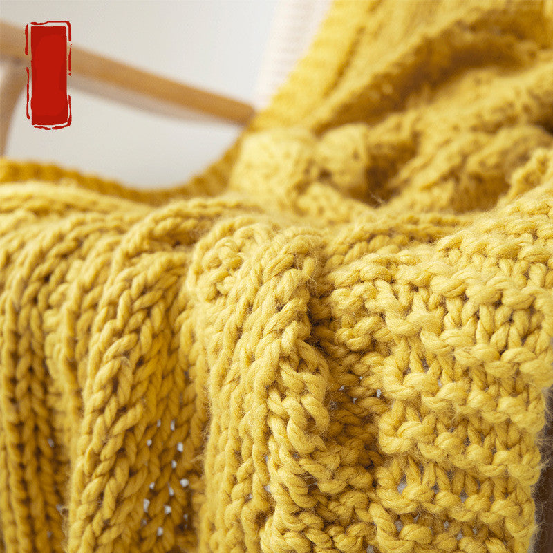 KTX-536275 Cozy Knitted Thread Blanket - Soft Acrylic Sofa Cover for Winter, 130x160 cm