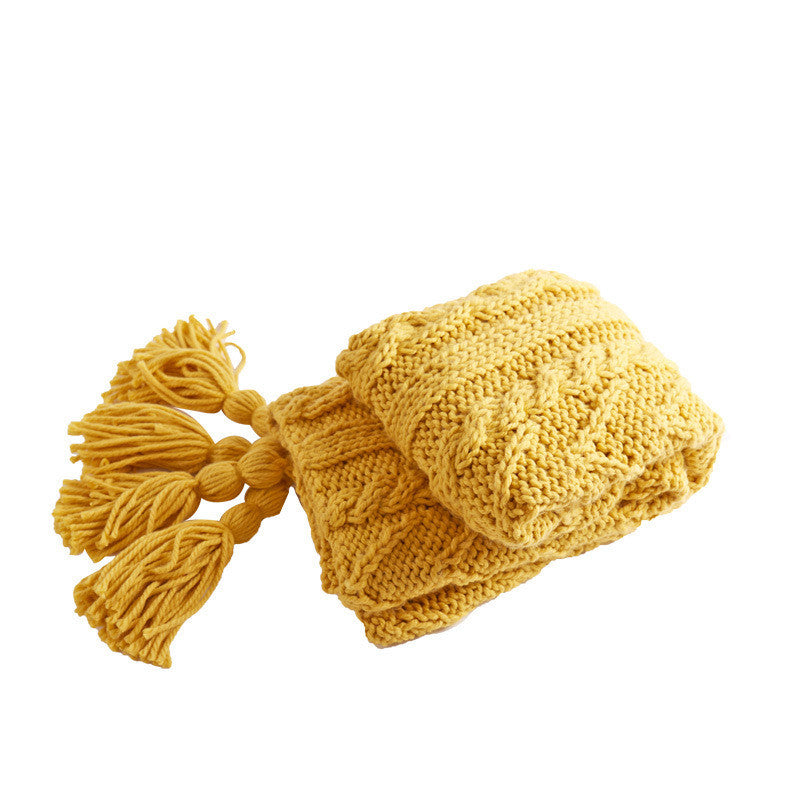 KTX-536275 Cozy Knitted Thread Blanket - Soft Acrylic Sofa Cover for Winter, 130x160 cm