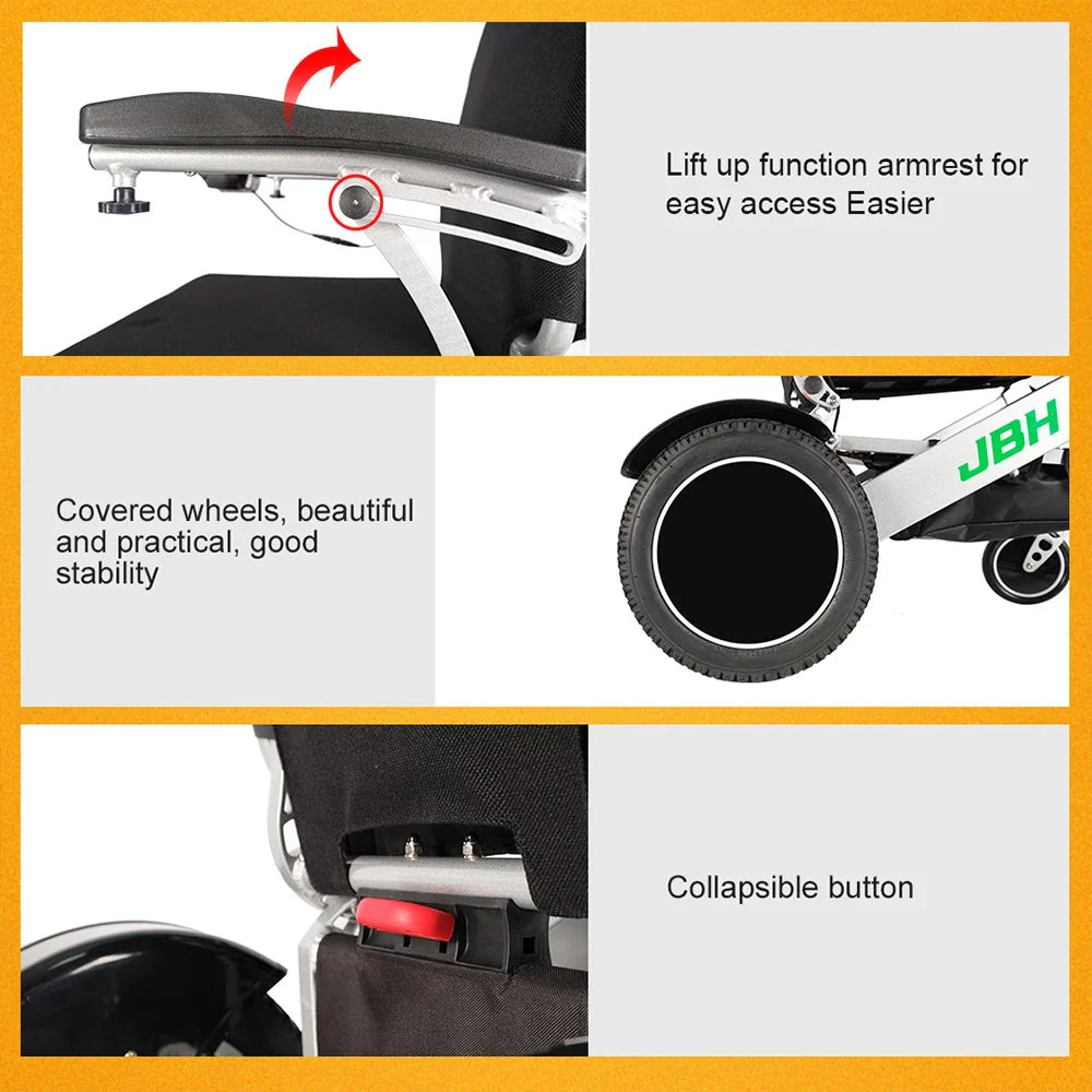 KTX-536467 Foldable Lightweight Electric Wheelchair for Elderly Care - 20km Range, 200kg Capacity