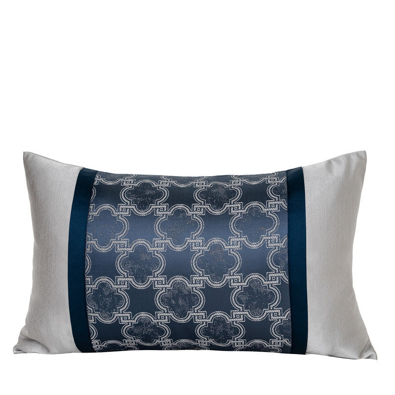 KTX-536595 Minimalist Blue Pine Cypress and Jacquard Pillowcase Set