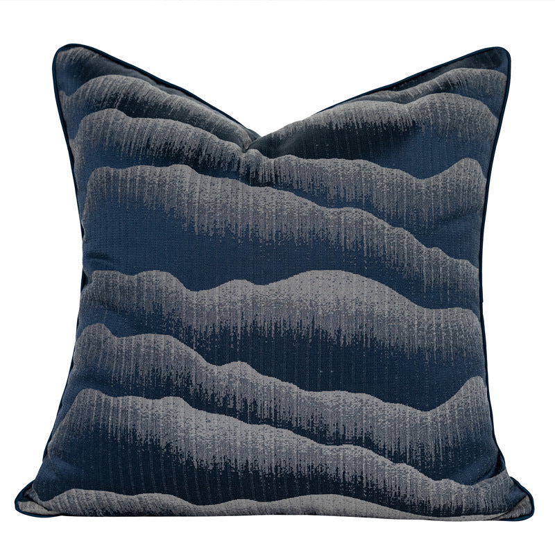 KTX-536595 Minimalist Blue Pine Cypress and Jacquard Pillowcase Set