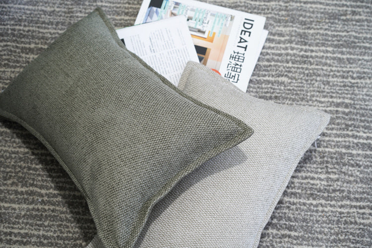 KTX-537427 Gray-Green Cotton and Linen Lumbar Pillow with Simple Nordic Design in Various Sizes