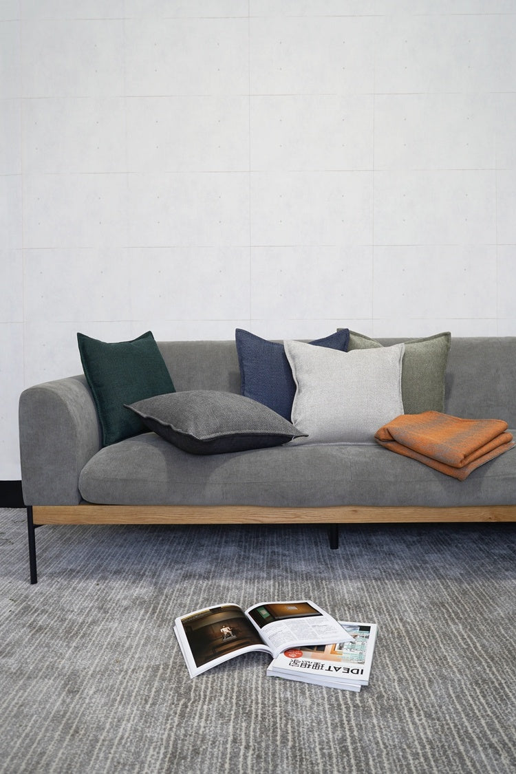 KTX-537427 Gray-Green Cotton and Linen Lumbar Pillow with Simple Nordic Design in Various Sizes