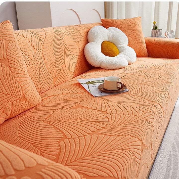 KTX-538643 Universal Jacquard Velvet Chaise Sofa Cover, Stain-Resistant, Modern Floral Pattern Options