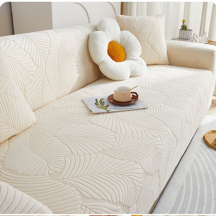 KTX-538643 Universal Jacquard Velvet Chaise Sofa Cover, Stain-Resistant, Modern Floral Pattern Options