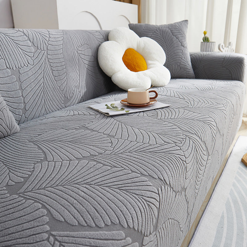 KTX-538643 Universal Jacquard Velvet Chaise Sofa Cover, Stain-Resistant, Modern Floral Pattern Options