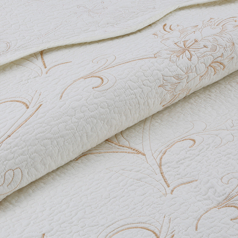 KTX-539219 Luxury Silk Series 3-Piece Pure Cotton Bedding Set with Quilted Plain Weave Design