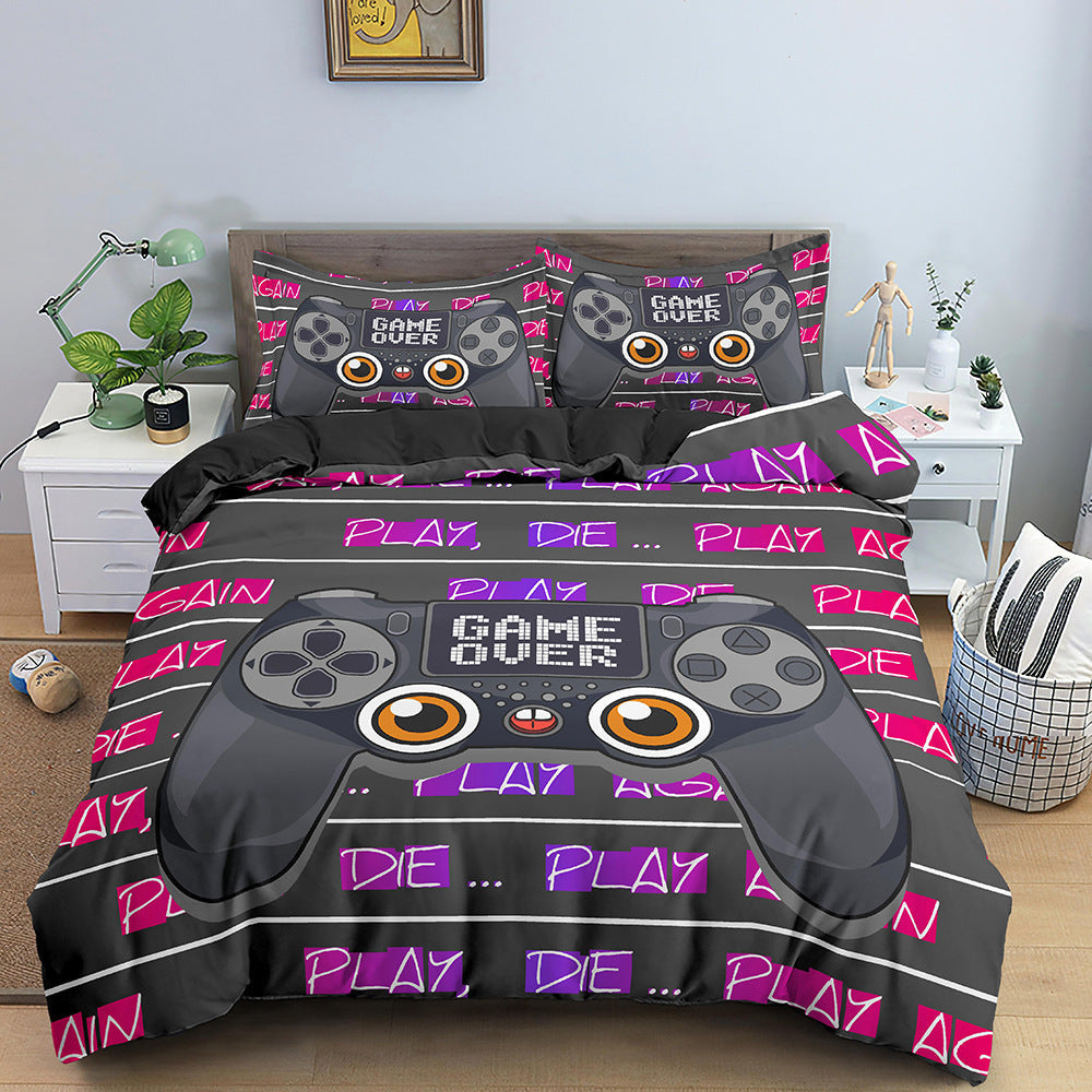 KTX-539667 Creative Gamepad Queen Size Duvet Cover Bedding Set - 4 Piece Design