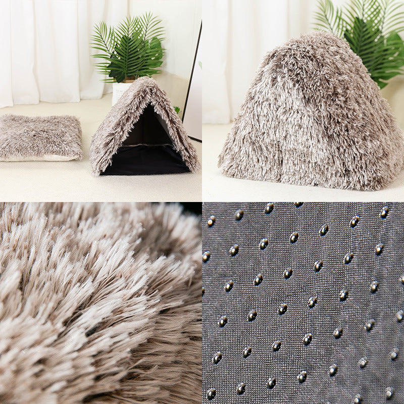 KTX-540179 Semi-closed Cat Nest for Small Dogs and Cats - Winter Warmth Pet Bed, Soft Cloth Material