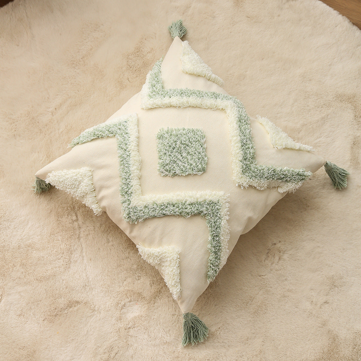 KTX-540947 Embroidered Cotton Pillowcase - Stylish 45x45cm Tufted Design for Living Room or Bedroom