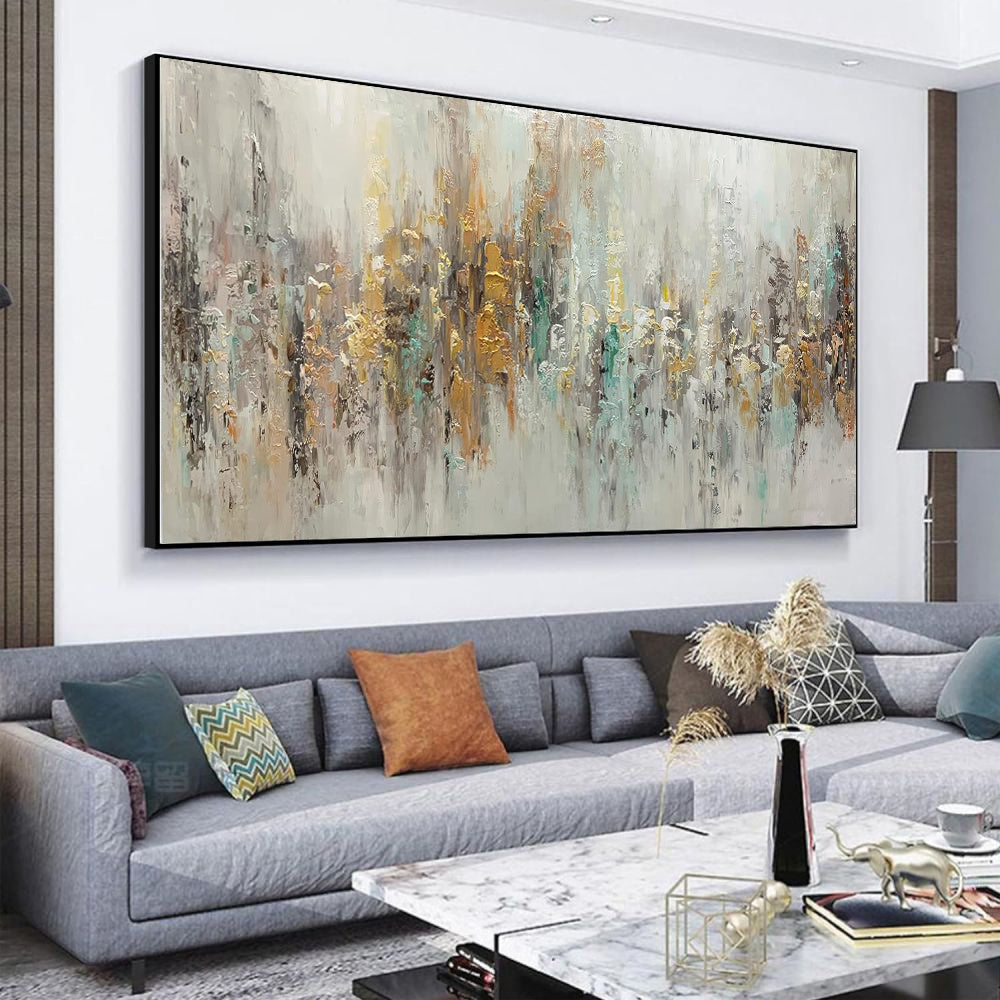 KTX-541139 Handmade Abstract Oil Painting on Canvas - Modern Horizontal Wall Art for Living Room and Bedroom Decor