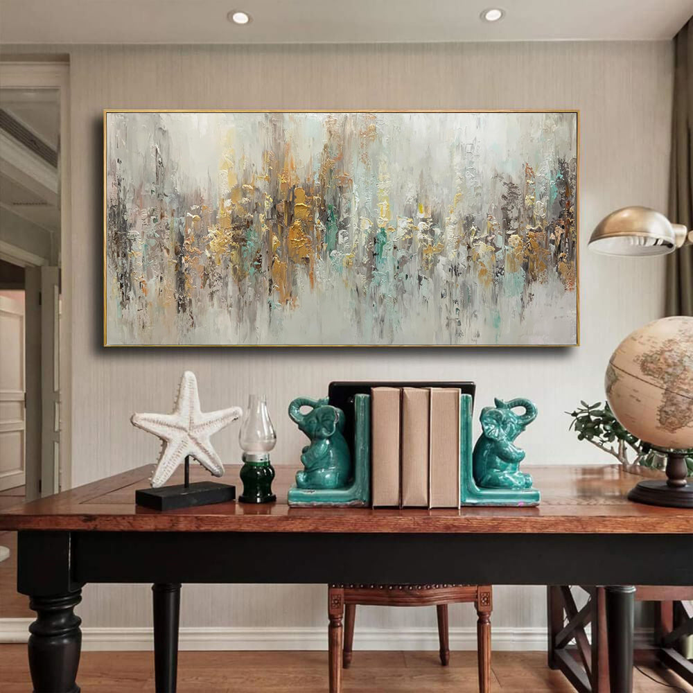 KTX-541139 Handmade Abstract Oil Painting on Canvas - Modern Horizontal Wall Art for Living Room and Bedroom Decor