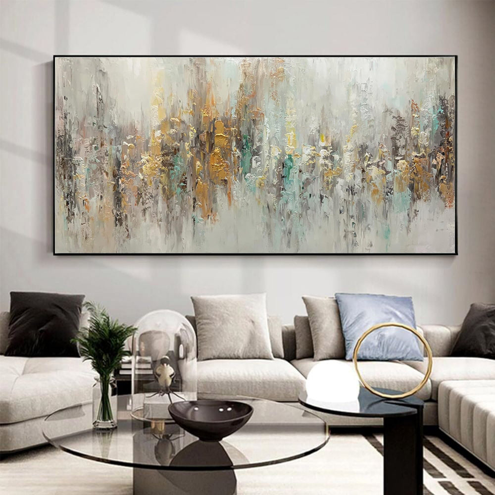 KTX-541139 Handmade Abstract Oil Painting on Canvas - Modern Horizontal Wall Art for Living Room and Bedroom Decor