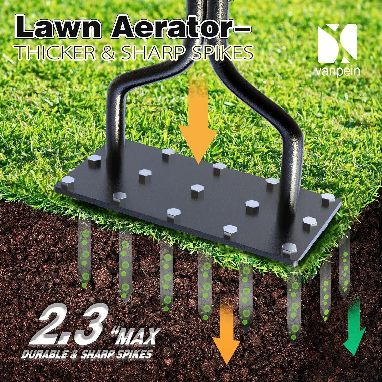 KTX-541395 Lawn Aerator with Iron Spikes for Soil Dethatching and Aeration