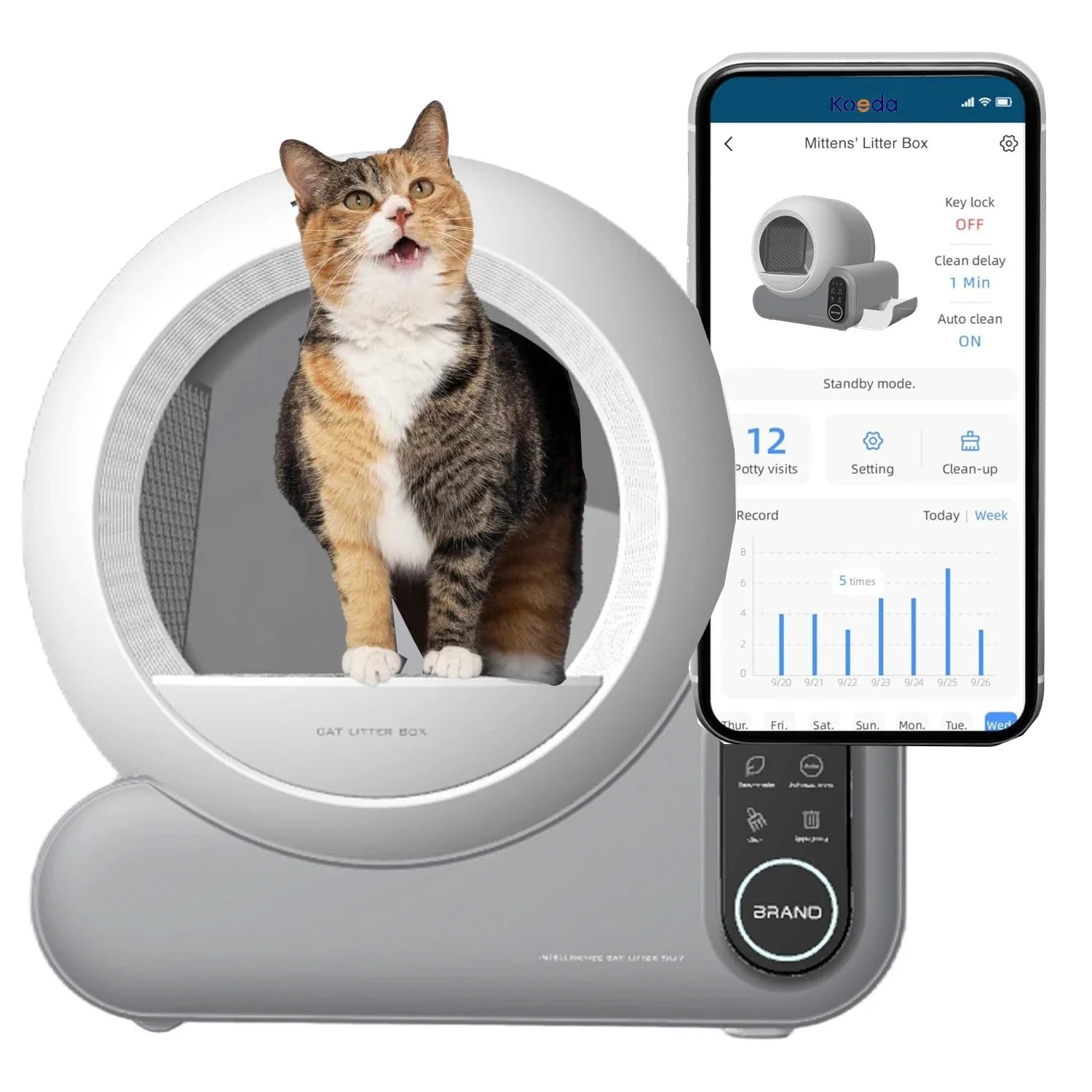 KTX-542483 Extra Large Smart Cat Litter Box - APP Controlled, Self-Cleaning, 66L Capacity, Odor Control, Easy to Clean