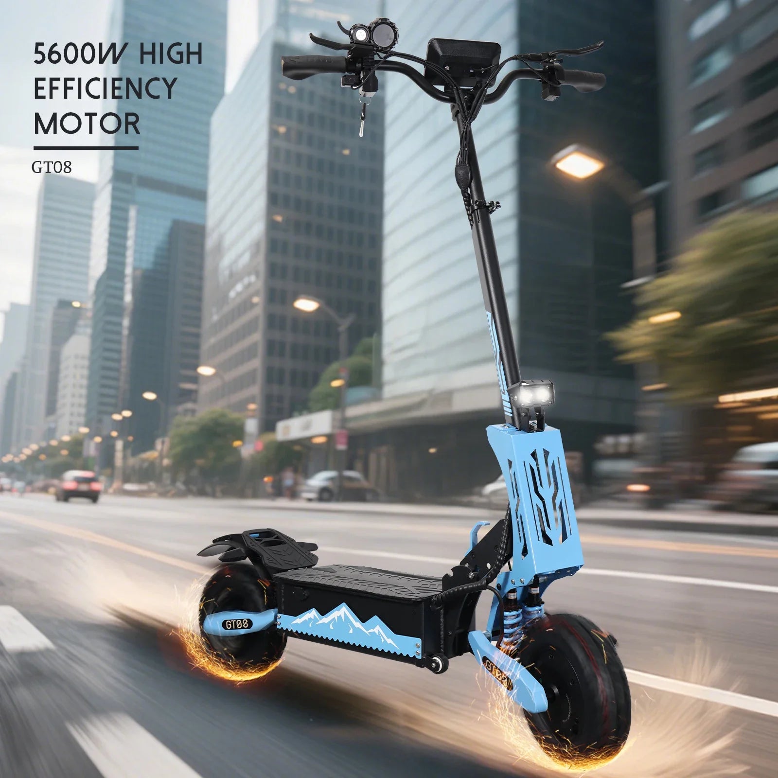 KTX-542547 Dual Motor GT08 5600W Off-Road Electric Scooter with Long Range and Fast Speed, 60-80km Distance, Waterproof Design