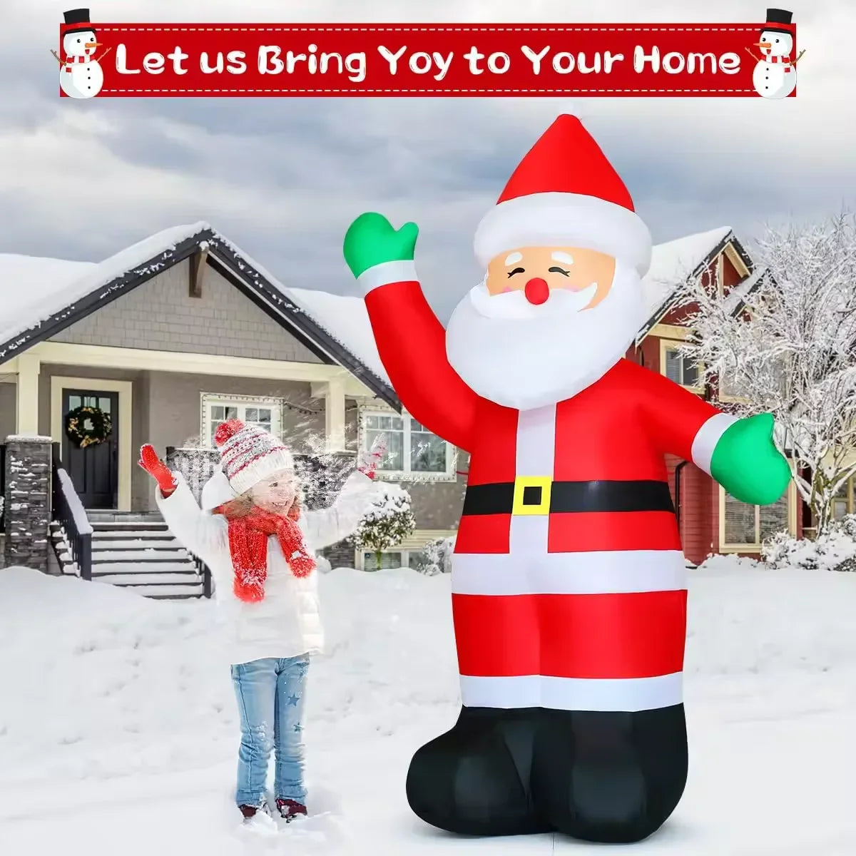 KTX-542803 Inflatable Santa Claus Decoration for Outdoor Christmas Celebrations - Waterproof Polyester, 19x25 cm